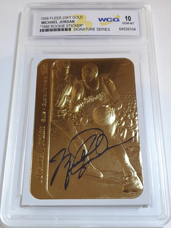 1998 Fleer 23KT Gold Michael Jordan 1986 Rookie Sticker - Gem Mint 10
