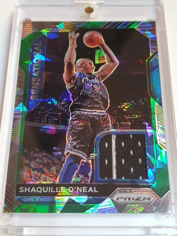 2020 Panini Prizm Shaquille O'Neal #PATCH GREEN CRACKED ICE /56 Game Jersey