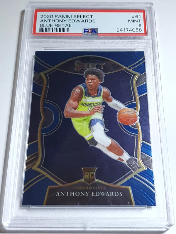 2020 Select Anthony Edwards Rookie #61 BLUE RETAIL Concourse RC - PSA 9