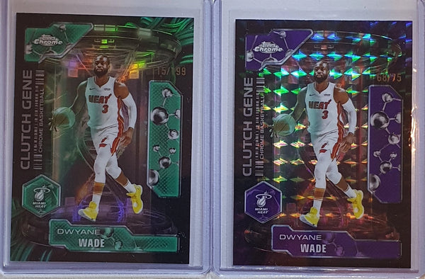 Lot of 2 x 2025 Topps Chrome Dwyane Wade CG21 REFRACTORS Purple /75 & Aqua /199