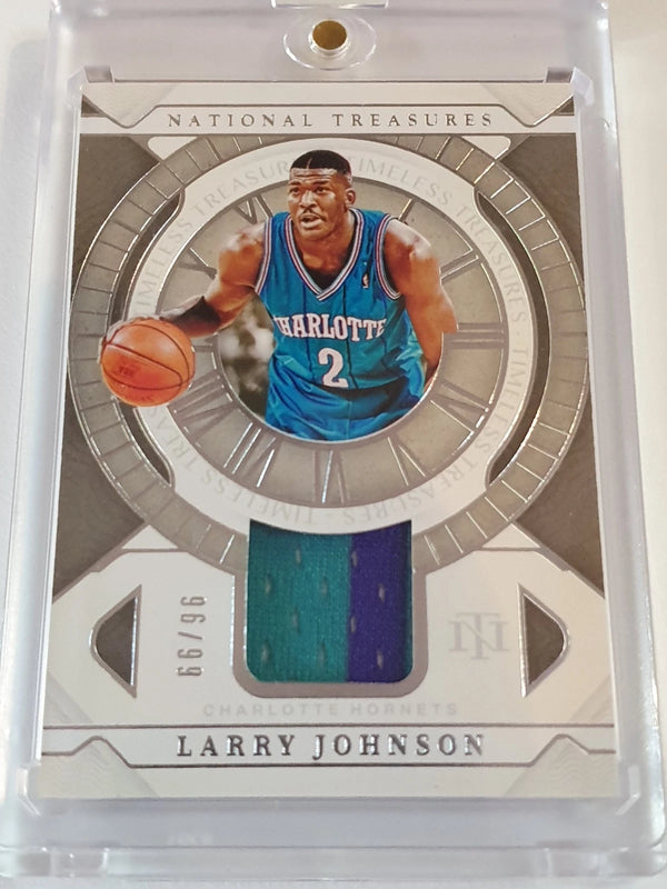 2021 Panini National Treasures Larry Johnson #PATCH /99 Game Worn Jersey - Rare