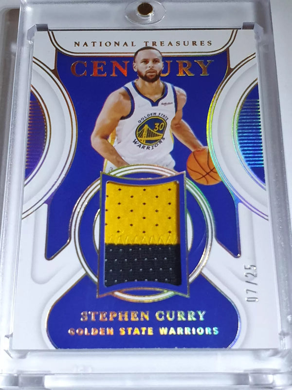 2021 National Treasures Stephen Curry #PATCH /25 Holo Game Worn 2 Color Jersey