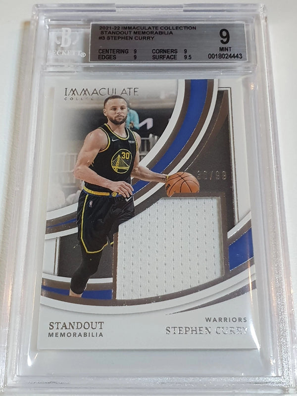 2021 Panini Immaculate Stephen Curry #PATCH /99 Game Worn Jersey - BGS 9