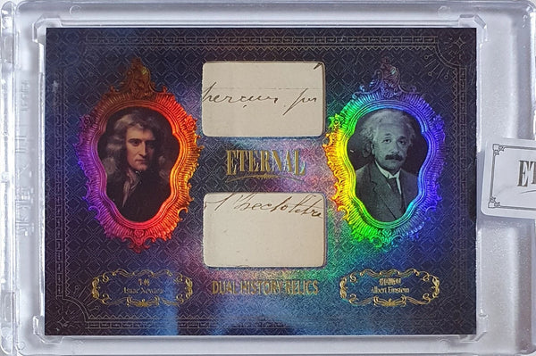 2024 Eternal Isaac Newton Albert Einstein #RELICS BLUE /75 Dual Relics - Sealed