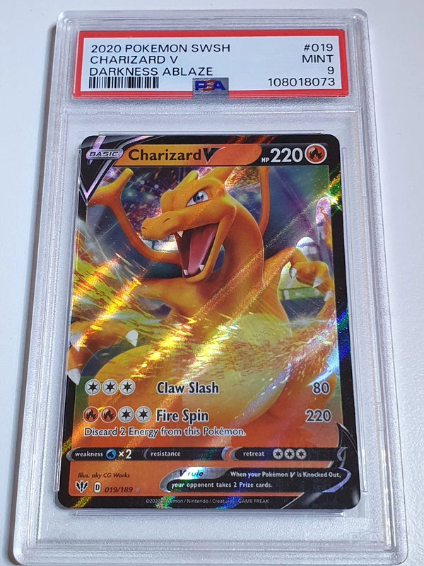 2020 Pokemon Charizard V 019/189 Holo Ultra Rare Darkness Ablaze - PSA 9