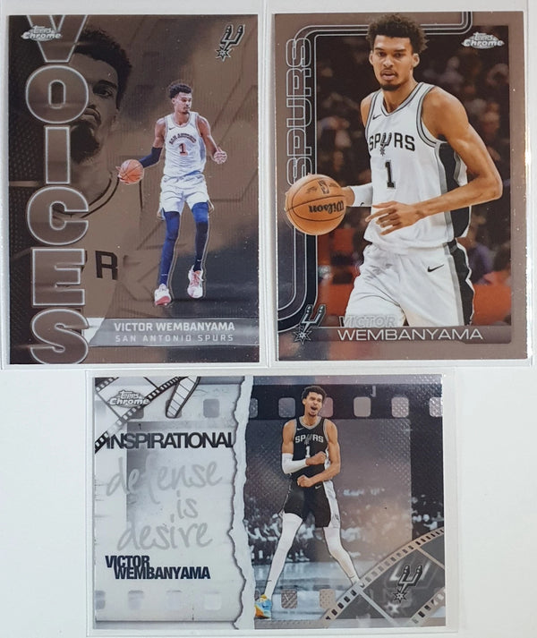 Lot of 3 x 2025 Topps Chrome Victor Wembanyama #VS1 #IP6 #221 - Ready to Grade