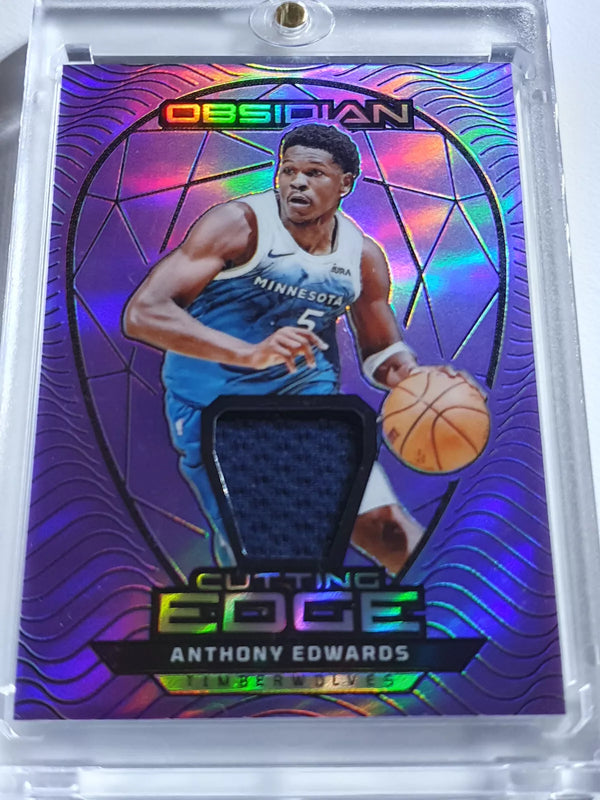 2023 Obsidian Anthony Edwards #PATCH PURPLE FLOOD /49 Holo Game Worn Jersey