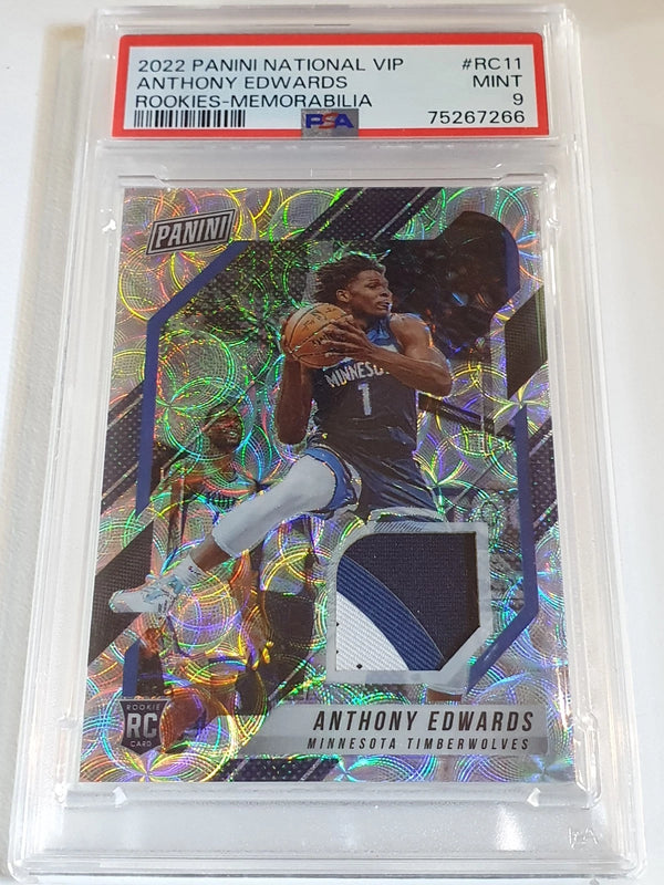 2022 Panini National VIP Anthony Edwards Rookie #PATCH 25/25 Jersey RC - PSA 9