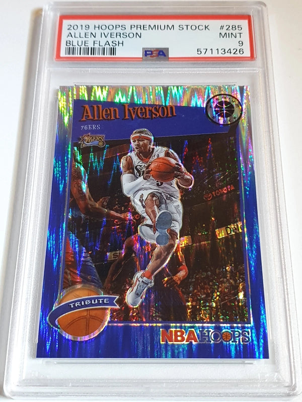 2019 Hoops Premium Stock Allen Iverson #285 BLUE FLASH /49 Holo - PSA 9 (POP 1)