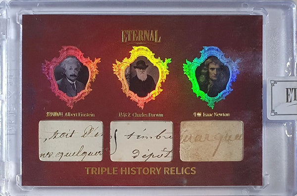 2024 Eternal Albert Einstein Charles Darwin Isaac Newton #RELICS RED /25 Holo