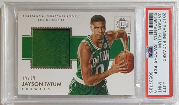 2017 Encased Jayson Tatum Rookie #PATCH /99 Game Worn Jersey - PSA 9 (POP 7)