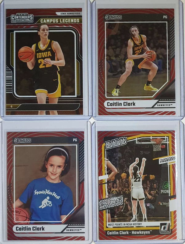 2024 Panini Caitlin Clark Rookie Collection LOT of 4 RCs RED FOIL VARIANTS