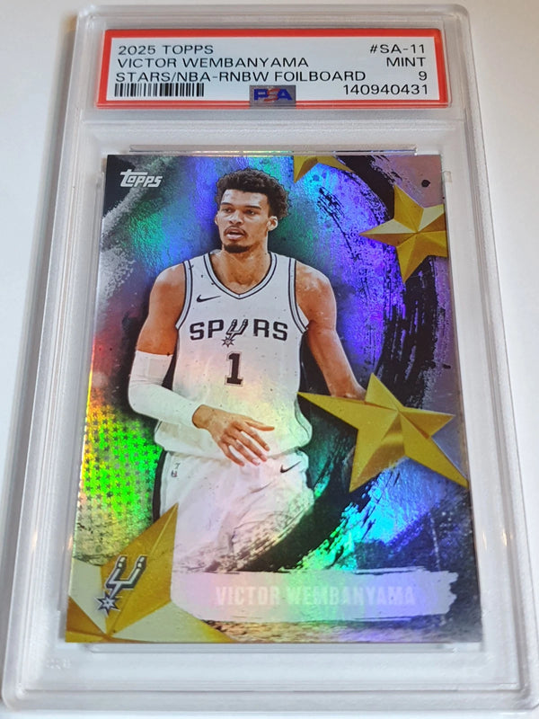2025 Topps Victor Wembanyama #SA-11 RAINBOW FOILBOARD Stars - PSA 9 (POP 9)