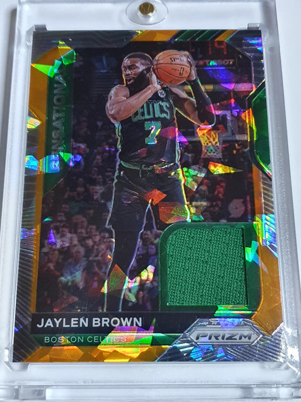 2020 Panini Prizm Jaylen Brown #PATCH ORANGE ICE Game Worn Jersey - Rare