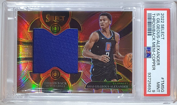 2023 Select Shai Gilgeous-Alexander #PATCH COPPER /49 Holo Game Jersey - PSA 9