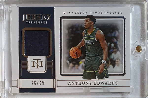 2022 Panini National Treasures Anthony Edwards #PATCH /99 Game Worn Jersey