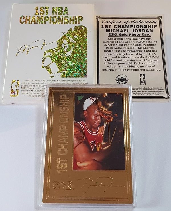 1996 Upper Deck Michael Jordan 22KT GOLD CARD 1st Championship - Ready to Grade