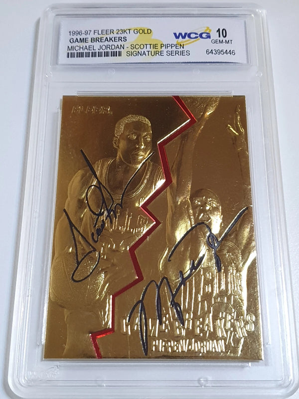 1998 Fleer Michael Jordan Scottie Pippen 23KT GOLD CARD Gamebreakers Gem Mint 10