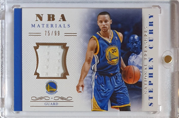 2013 National Treasures Stephen Curry #PATCH /99 Game Worn Jersey - Rare