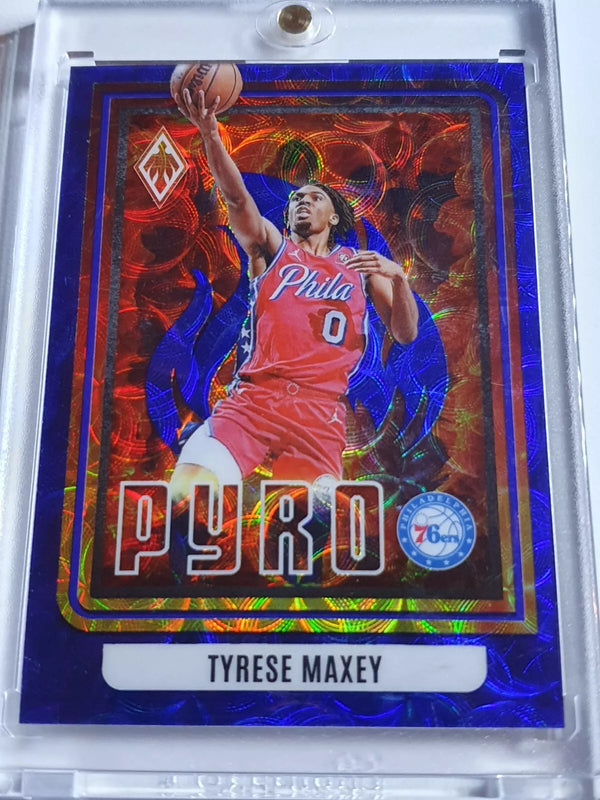 2023 Panini Phoenix Tyrese Maxey #13 BLUE SCOPE /35 Holo Pyro - Rare