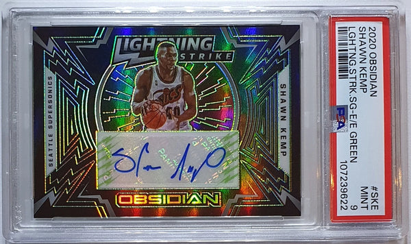 2020 Panini Obsidian Shawn Kemp #AUTO ELECTRIC ETCH GREEN /15 Holo PSA 9 (POP 2)
