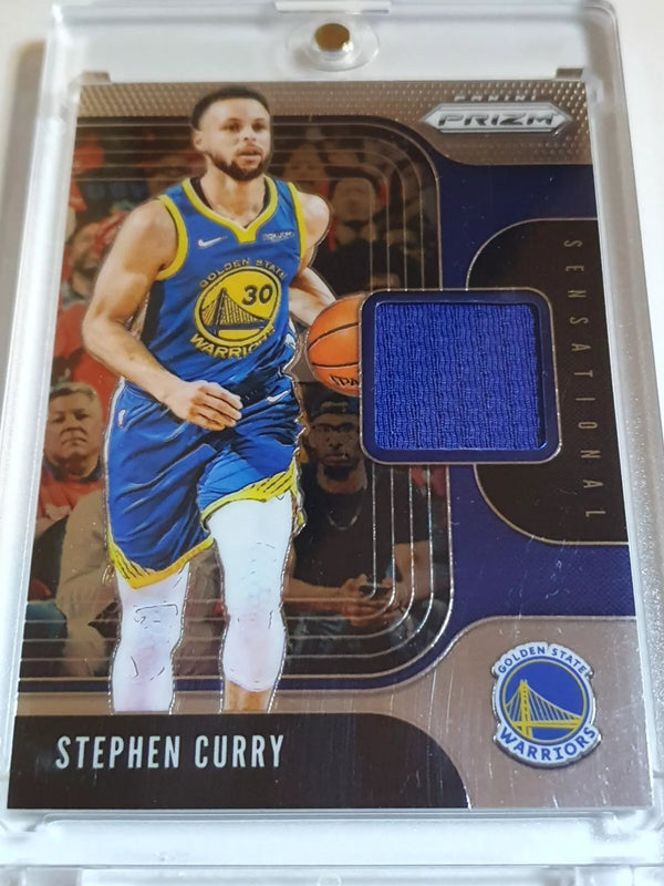 2019 Panini Prizm Stephen Curry #PATCH Game Worn Blue Jersey - Ready to Grade