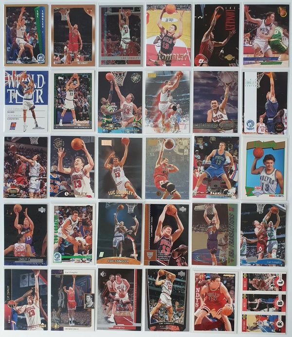 Luc Longley Collection Lot of 30 Cards (Chicago Bulls + Rookie) - Good Condition