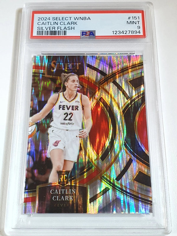 2024 Panini Select WNBA Caitlin Clark Rookie #151 SILVER FLASH Holo RC - PSA 9