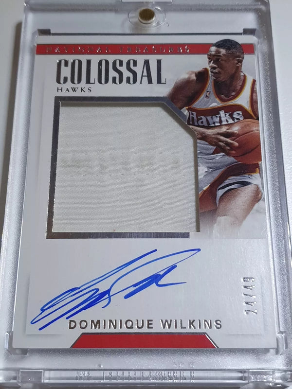 2017 National Treasures Dominique Wilkins #PATCH AUTO /49 Game Worn Jumbo Jersey