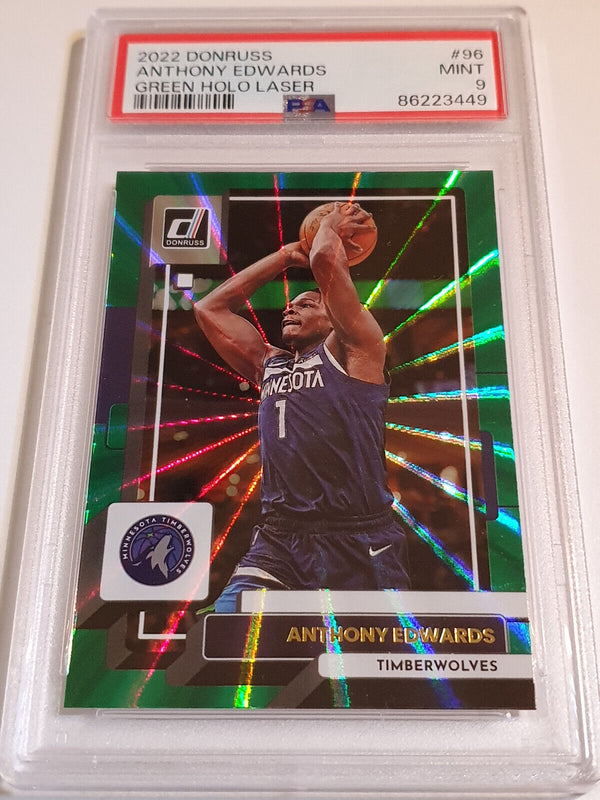 2022 Panini Donruss Anthony Edwards #96 GREEN LASER Holo - PSA 9 (POP 1)