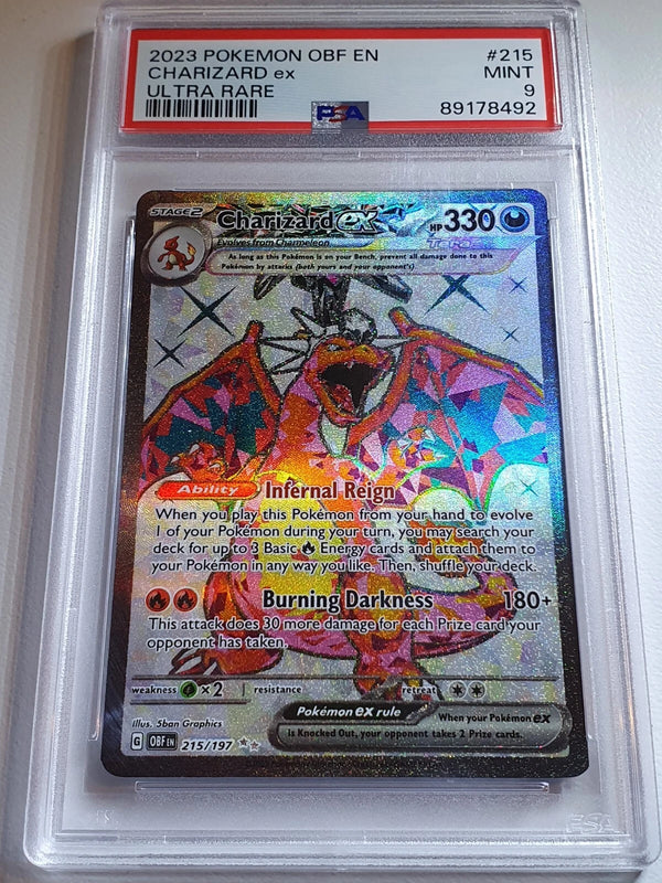 2023 Pokemon Charizard ex 215/197 Obf En-Obsidian Flames Holo Ultra Rare - PSA 9