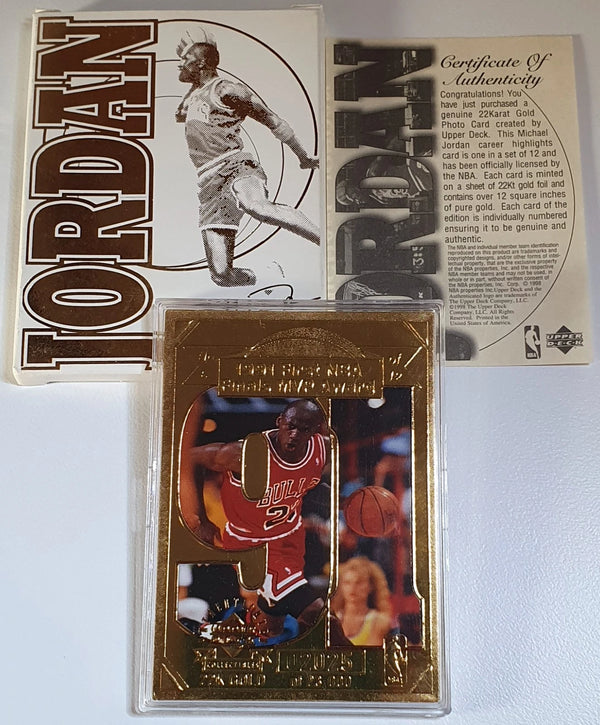 1998 Upper Deck Michael Jordan 22KT Gold Card 1991 1st NBA Finals MVP Award
