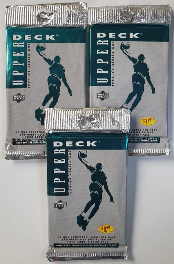 Lot of 3 x Packs of 1994-95 Upper Deck NBA Basketball Series 1 - Factory Sealed