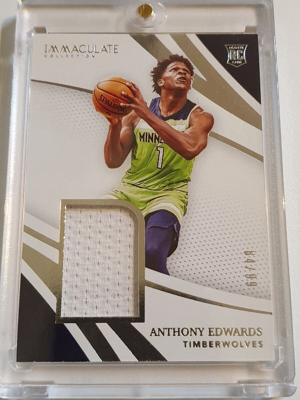 2020 Panini Immaculate Anthony Edwards Rookie #PATCH /99 RC Jersey - Rare