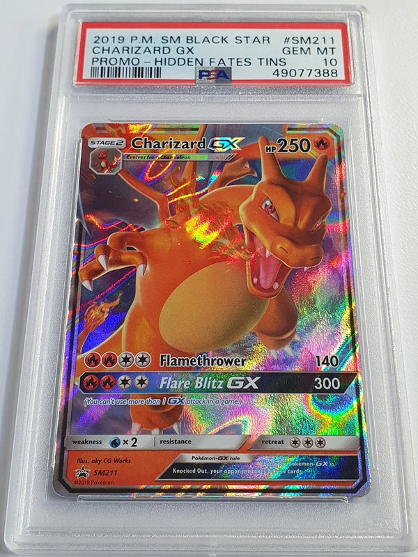 2019 Pokemon Charizard GX SM211 HOLO Hidden Fates Promo - PSA 10