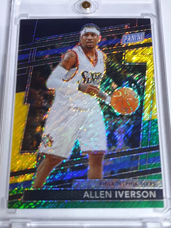 2024 Panini National Allen Iverson BLACK YELLOW GREEN SHIMMER /44 VIP #37 - Rare