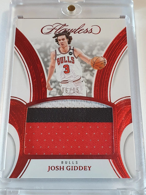 2024 Flawless Josh Giddey #PATCH RUBY /15 Game Worn 3 Color Bulls Jersey - Rare