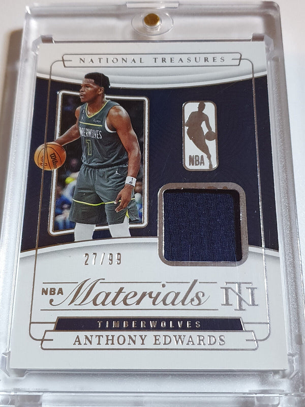 2022 National Treasures Anthony Edwards #PATCH /99 Game Worn Jersey - Rare