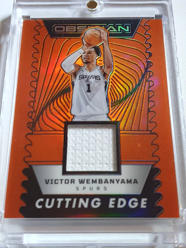 2024 Panini Obsidian Victor Wembanyama #PATCH ORANGE FLOOD /99 Game Worn Jersey