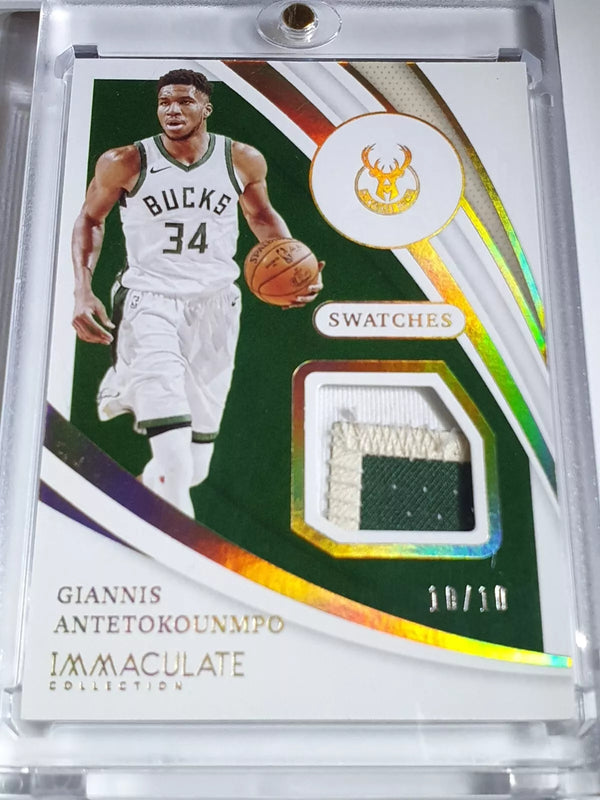 2020 Immaculate Giannis Antetokounmpo #PATCH GOLD 10/10 Game Worn 2 Color Jersey