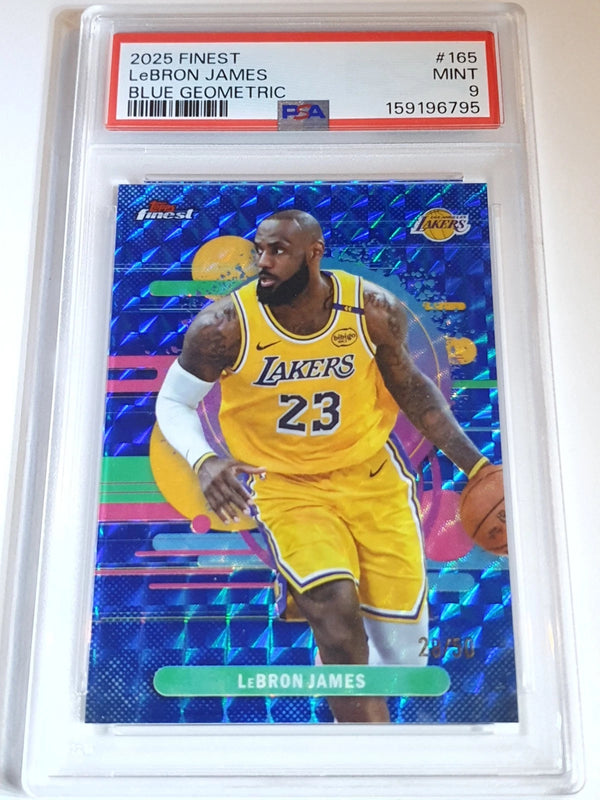 2025 Topps Finest LeBron James #165 BLUE GEOMETRIC /50 Rare - PSA 9 (POP 1)