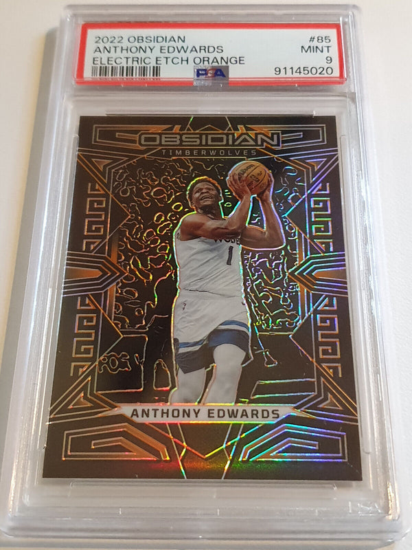 2022 Obsidian Anthony Edwards #85 ELECTRIC ETCH ORANGE /50 - PSA 9 (POP 2)