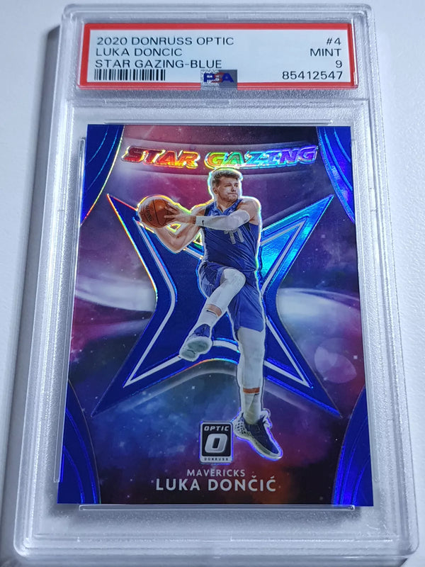 2020 Donruss Optic Luka Doncic #4 BLUE /49 Holo Star Gazing - PSA 9 (POP 8)