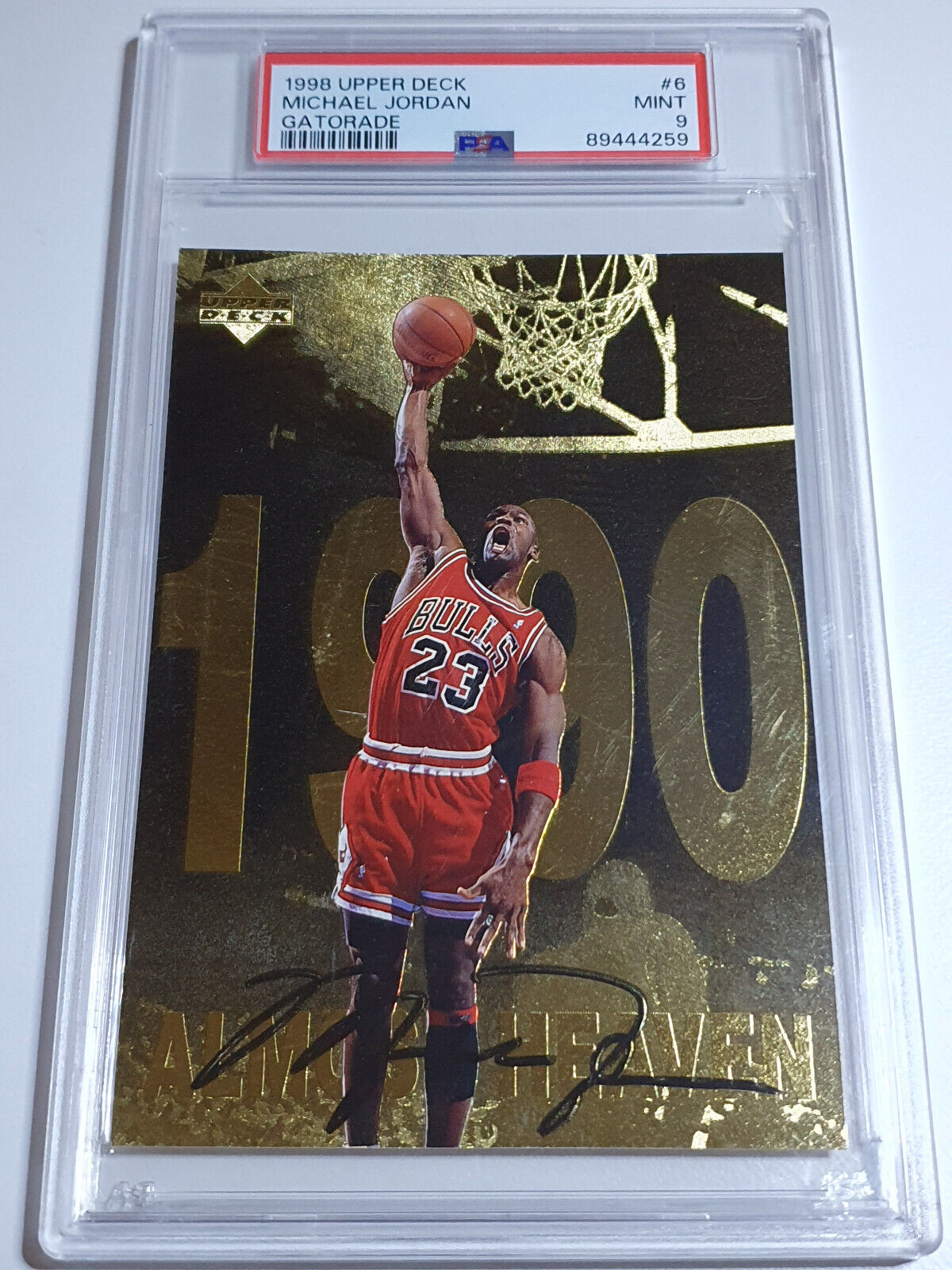 1998 Upper Deck Michael Jordan Gatorade #6 Jumbo GOLD Foil - PSA 9