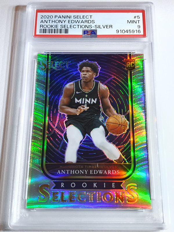 2020 Select Anthony Edwards Rookie Selections #5 SILVER Holo Prizm RC - PSA 9