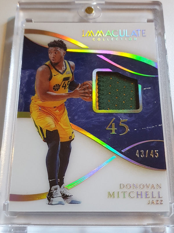 2019 Immaculate Donovan Mitchell #PATCH /45 Game Worn 2 Color Jersey