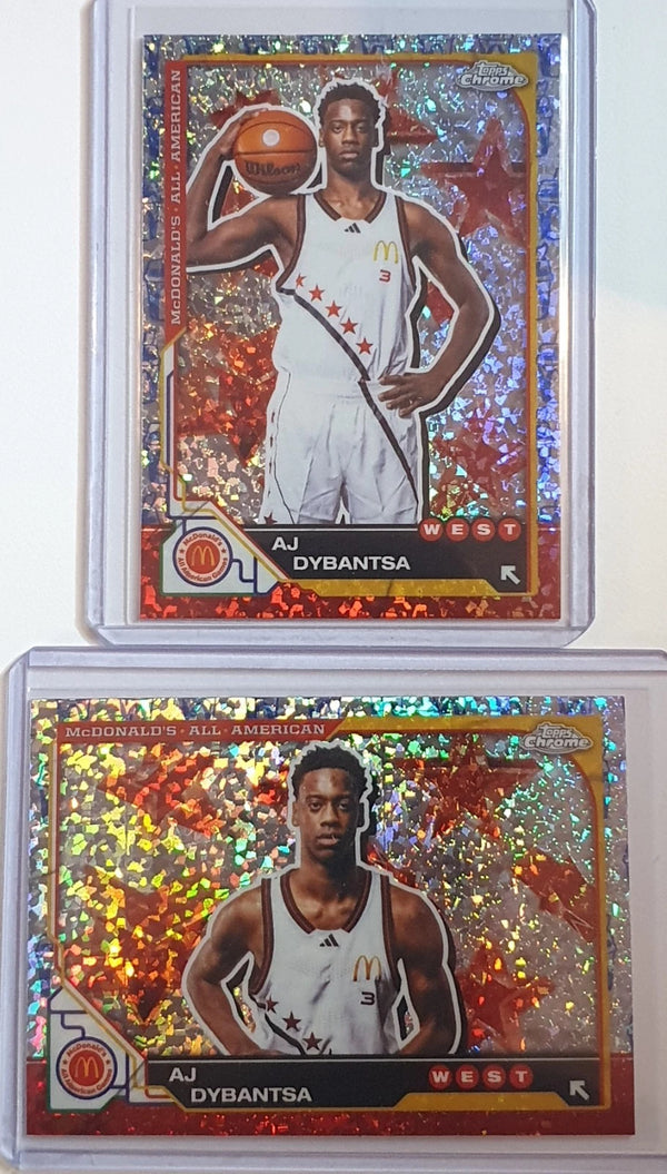 2025 Topps Chrome AJ Dybantsa Lot of 2 x Holo Foil RC #45 #7 Rookie - Rare