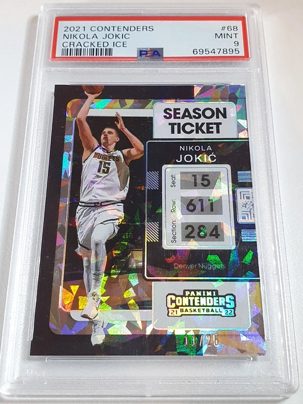 2021 Panini Contenders Nikola Jokic #68 CRACKED ICE /25 Holo - PSA 9 (POP 8)