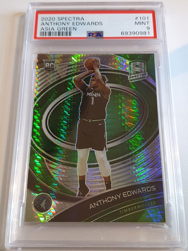 2020 Spectra Anthony Edwards Rookie #101 GREEN Hyper Holo - PSA 9 (POP 6)