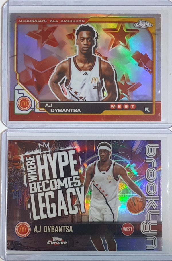 2025 Topps Chrome AJ Dybantsa Lot of 2 x REFRACTOR RC #45 #HL-1 Rookie - Rare